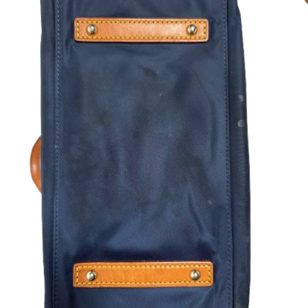 Dooney & Bourke Navy Blue Nylon Tote with Tan Leather Accent - Picture 3 of 5